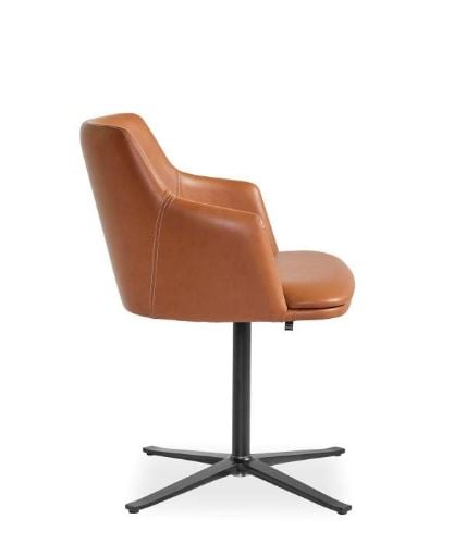 Skovby SM55 Esszimmerstuhl mit Drehgestell H: 78 cm – Schwarzes Aluminium/Schwarzes Leder