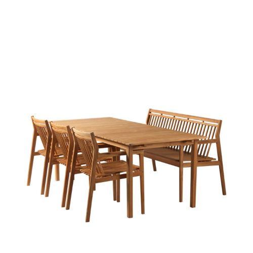 FDB Møbler Sammen Havesæt m. Bænk m. Ryg - Teak Massiv/Natur