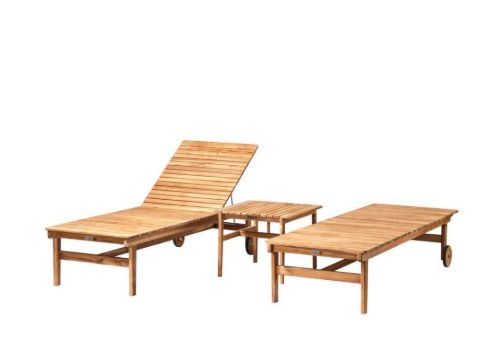 FDB Furniture Together Sun Rollwagen-Set M8+M19 - Teak massiv/Natur geölt
