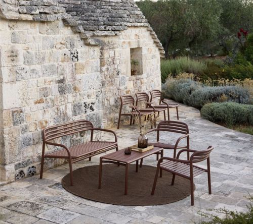 Cane-line Outdoor Bliss Sofa - Aluminium/Wüstensand Rot