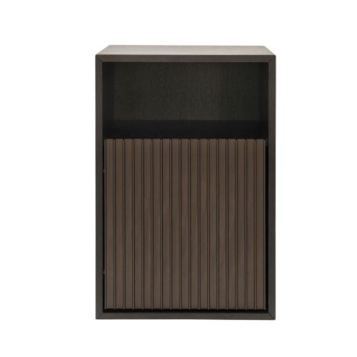 Vipp 672 Bedside Table H: 48 cm - Mørk Egetræ/Aluminium 