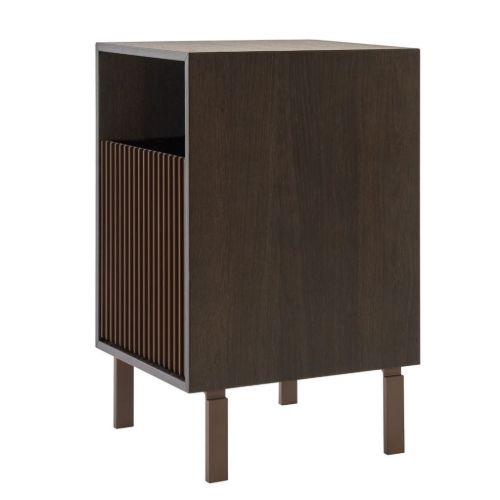 Vipp 672 Nachttisch mit Beinen H: 48 cm - Dunkle Eiche/Aluminium