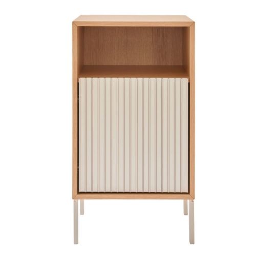 Vipp 672 Bedside Table w. Legs H: 48 cm - Lys Egetræ/Aluminium 