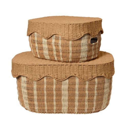 Ferm Living Rivan Opbevaringskurve Sæt m. 2 Stk. - Natural/Off-White