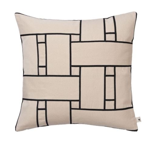 Ferm Living Lattice Offset Pude - Bomuld/Off-White/Sort
