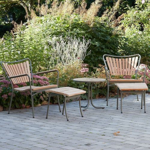 Mandalay Marguerit Fußhocker H: 40 cm - Teak/Olivgrün