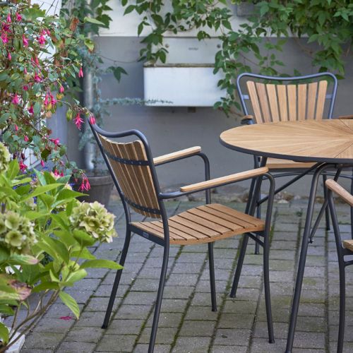 Mandalay Marguerit Gartentisch Ø110 cm - Anthrazit/Teak