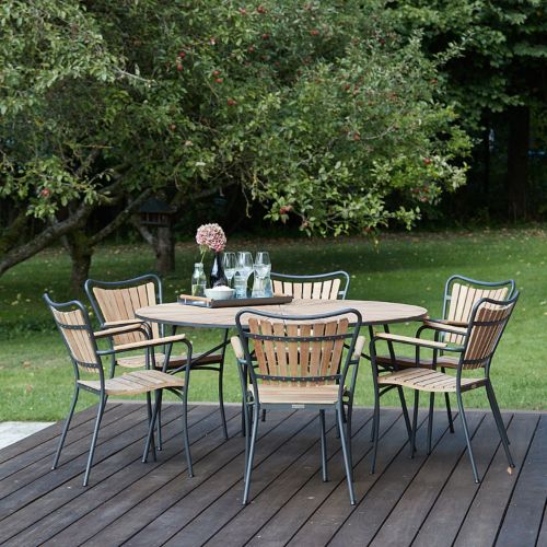 Mandalay Marguerit Gartentisch Ø140 cm Teak / Anthrazit