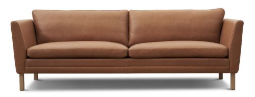 Mogens Hansen MH 2301 3-personers Sofa (2-delt) L 222 cm - Gefion Semianilin Læder/Cognac nr. 15/Sæbebehandlet Eg