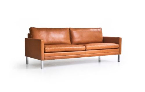 Mogens Hansen MH 376 2 Pers. Sofa L: 146 cm - Cognac Arizona Læder/Rustfrit Stål
