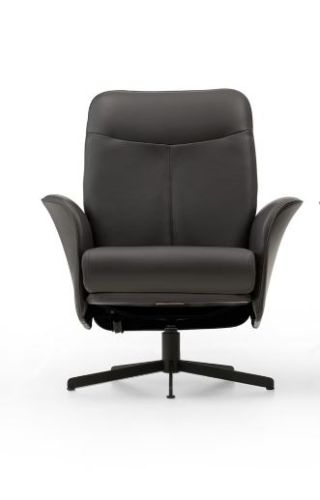 Mogens Hansen Resto AIR Lav Drejestol L SH: 43 cm - Sort Preston Læder/Sort Sokkel