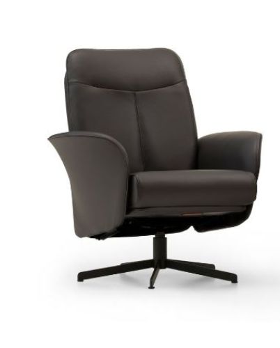 Mogens Hansen Resto AIR Niedriger Drehstuhl L SH: 43 cm – Schwarzes Preston-Leder/Schwarzes Gestell