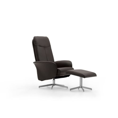Mogens Hansen Resto AIR Fußhocker H: 40 cm – Schwarzes Preston-Leder/Schwarzes Gestell