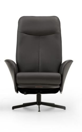 Mogens Hansen Resto AIR Høj Drejestol L SH: 43 cm - Sort Preston Læder/Sort Sokkel