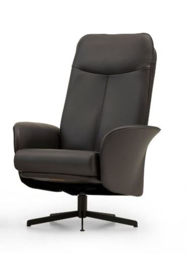 Mogens Hansen Resto AIR Hochdrehstuhl L SH: 43 cm – Schwarzes Preston-Leder/Schwarzes Gestell