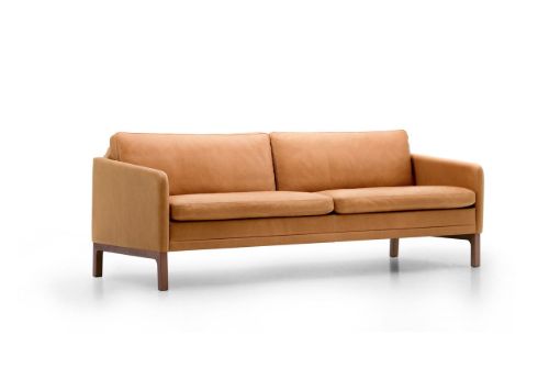 Mogens Hansen Sling Update 3 Pers. Sofa L: 205 cm – Camaro 05 Olivgegerbtes Leder/geöltes Walnussholz