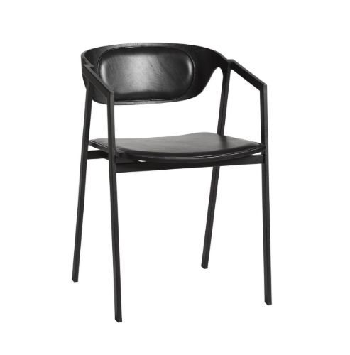 Woud S.A.C Dining Chair SH: 45 cm - Black Leather Seat