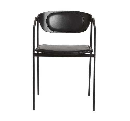 Woud S.A.C Esszimmerstuhl SH: 45 cm – Sitz aus schwarzem Leder OUTLET