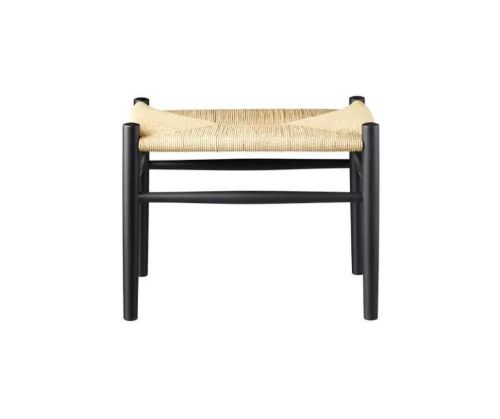 FDB Møbler J83 Skammel Jørgen Bækmark H: 41 cm - Sort/Natur Flet