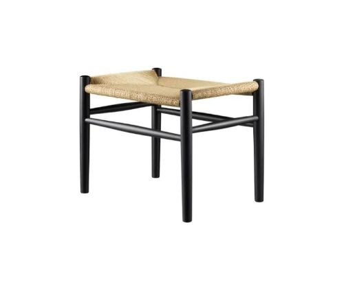 FDB Møbler J83 Hocker Jørgen Bækmark H: 41 cm – Schwarz/Naturgeflecht