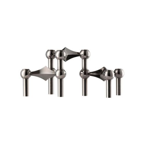 STOFF Nagel Candle Holder Set of 3 H: 6,9 cm - Black Chrome
