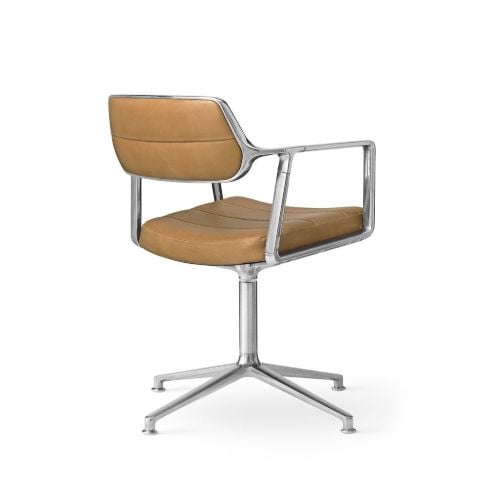 Vipp 453 Drehstuhl+ ohne Räder - Aluminium/Kamel
