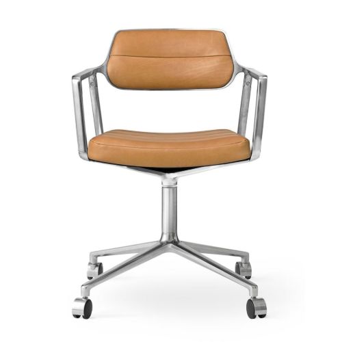 Vipp 453 Swivel Stol m. Hjul - Camel Leather