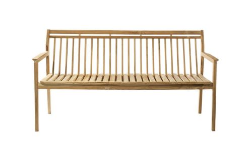 FDB Furniture M11 Sammen 3 Pers. Gartenbank mit Rückenlehne L: 162 cm – Massives Teakholz/Natur