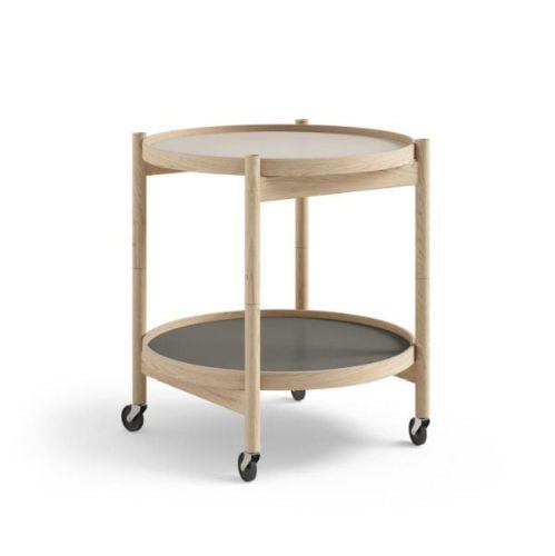 Brdr. Krüger Bølling Bakkebord m. 2 bakker Ø: 50 cm - Ubehandlet Eg/Stone