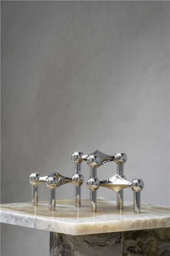 STOFF Nagel Kerzenständer 3er Set H: 6,5 cm - Chrom