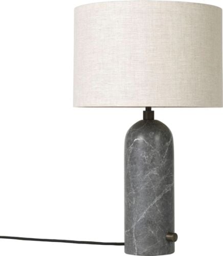 GUBI Gravity Table Lamp Small - Grå Marmor Base Hessian Skærm
