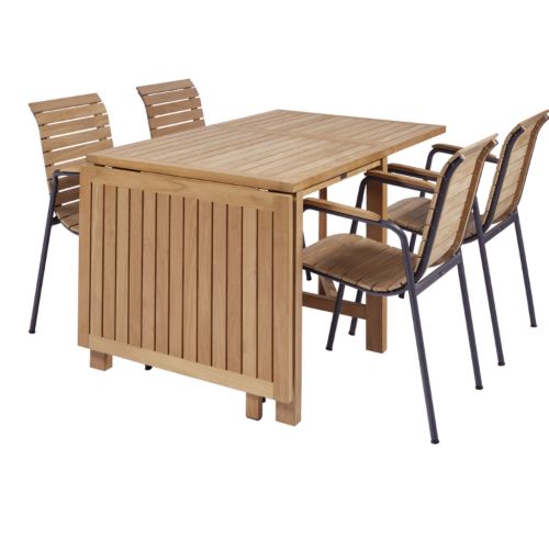 UDSOLGT FOR SÆSON 2026 Mandalay Cambridge Klapbord L: 200 cm og 4 Bellevue Stole - Teak/Antracit 