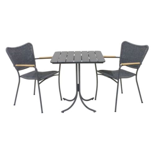 Mandalay Pure Cafébord L: 67 cm og 2 Marguerit Havestole - Antracit