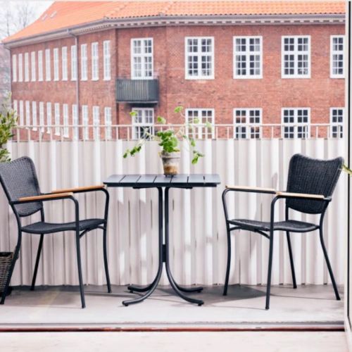 Mandalay Pure Cafébord L: 67 cm und 2 Marguerit Gartenstühle - Anthrazit