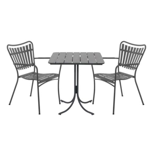 Mandalay Pure Cafébord L: 67 cm og 2 Marguerit Pure Havestole - Antracit