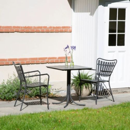 Mandalay Pure Cafétisch L: 67 cm und 2 Marguerit Pure Gartenstühle - Anthrazit
