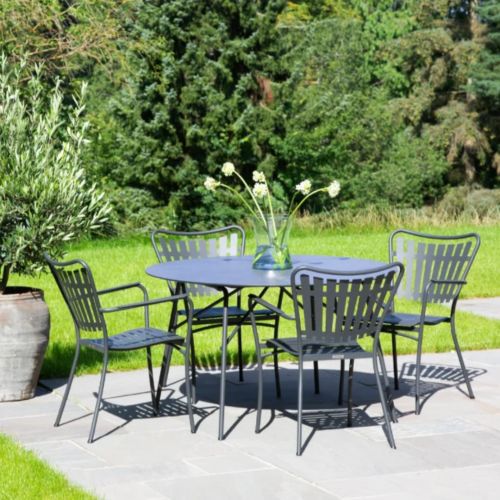 Mandalay Pure Ø: 120 cm Gartentisch und 4 Marguerit Pure Gartenstühle - Anthrazit