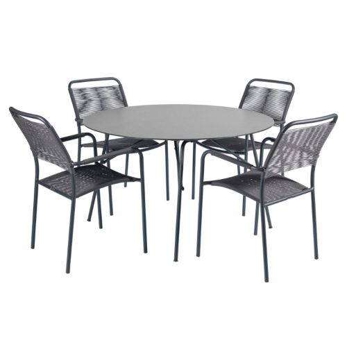 Mandalay Pure Ø: 120 cm Havebord og 4 Verona Havestole - Antracit