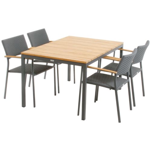 Mandalay Toscana Havebord L: 132 cm og 4 Siena Havestole - Antracit 