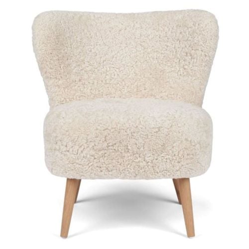 Natures Collection Emil Loungechair New Zealand Short Wool Curly - Oak/Pearl OUTLET