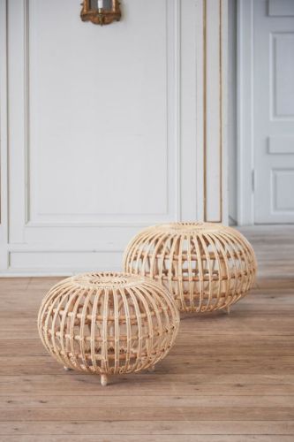 Gold-Design Franco Albini Ottoman Large Ø: 65 cm - Alurattan Natural OUTLET