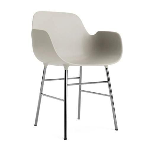 Normann Copenhagen Form Esszimmerstuhl m. Armlehnen - Chrome/Light Grey