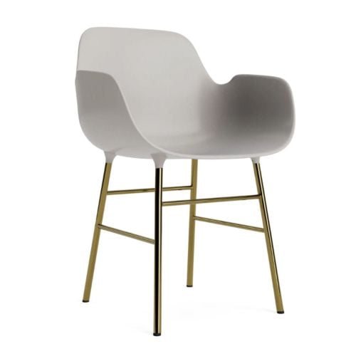 Normann Copenhagen Form Esszimmerstuhl m. Armlehnen - Messing/Warm Grey