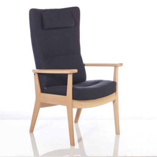 Farstrup Plus 5910 Sessel mit Fußhocker SH: 47 cm. - Buche/Capture 4201 Grey/Brown