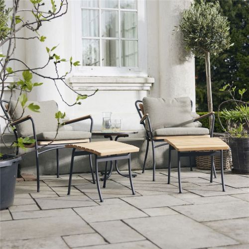 Mandalay Marguerit Fußhocker H: 40 cm - Teak/Anthrazit
