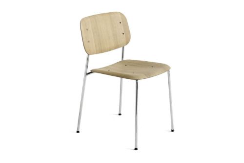 HAY Soft Edge 40 Chair w. Standard Gliders  - Chromed Steel/Lacquered Oak OUTLET