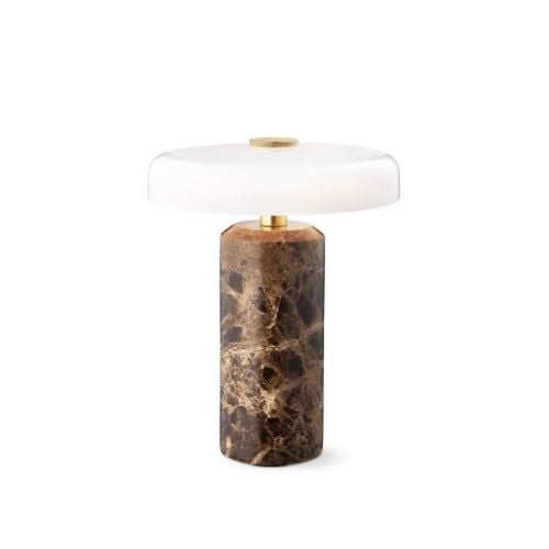 Design By Us Trip Tragbare Lampe H: 21 cm – Dunkler Emperador-Marmor/Opal