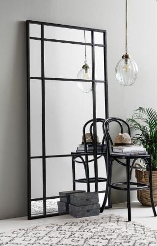 Nordal Spirit Eisen-Wandspiegel 204 x 102 cm – Schwarz
