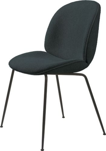 GUBI Beetle Dining Chair Fully Upholstered Light Bouclé SH: 45 - Black/028
