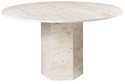 GUBI Epic Dining Table Ø: 130 cm - White Travertine
